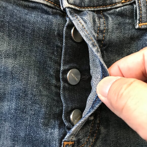 Diesel Babhila Skinny Cowhide Leather Jeans Women 25x30 Blue Button Fly Distress - Picture 11 of 12